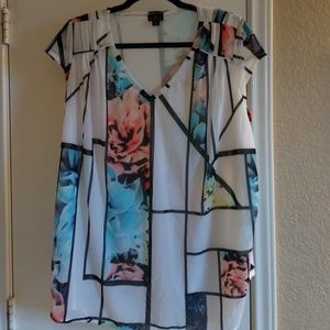3/$20 NWOT Colorful Window-Pane Blouse, Size 2X